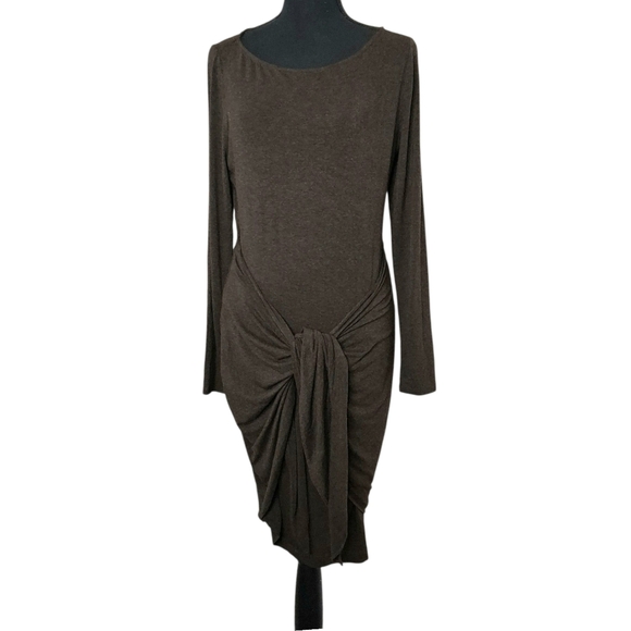 Lauren Ralph Lauren Tie Waist Stretch Knit Sweater Dress Sz 6 Cocoa Brown - Picture 2 of 9
